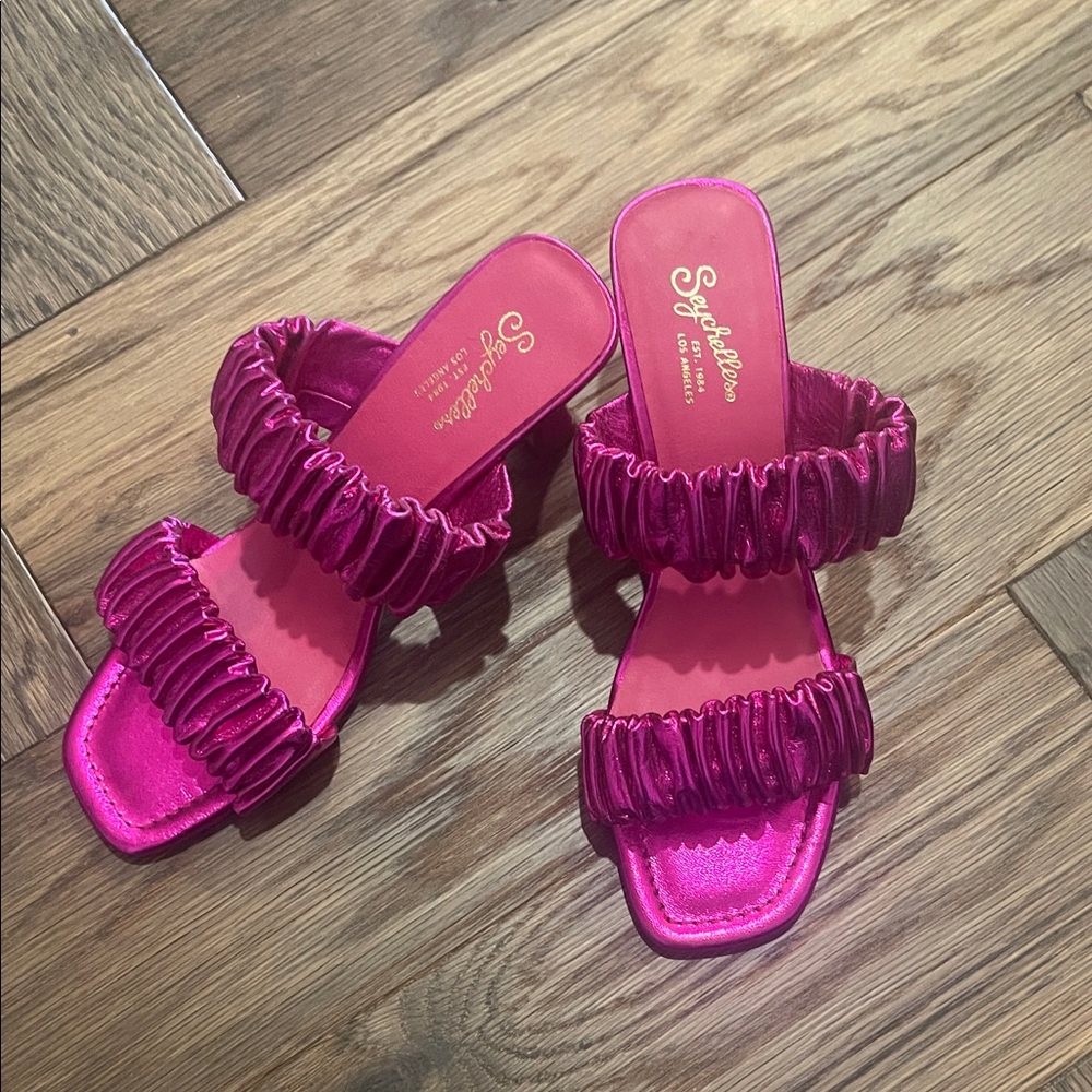 Anthropologie Vibrant Pink Ruffled Sandals